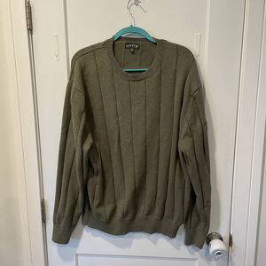 Orvis Men’s Knit Sweater Sz XL 100% Cotton Green Grandpa Core Ribbed